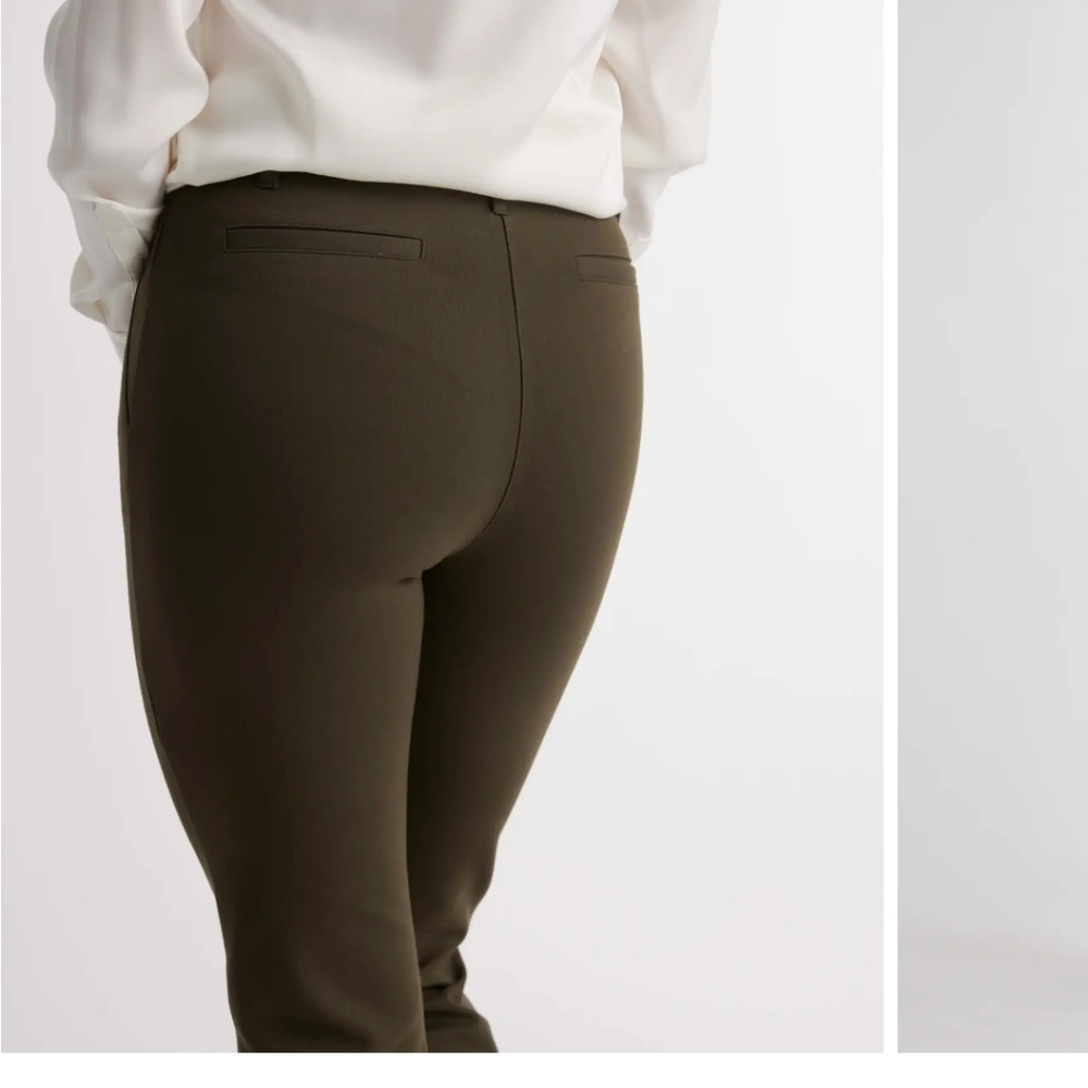 Quince Olive Green Ultra Stretch Ponte Pants Straight Leg Last Pairs - Picture 3 of 6